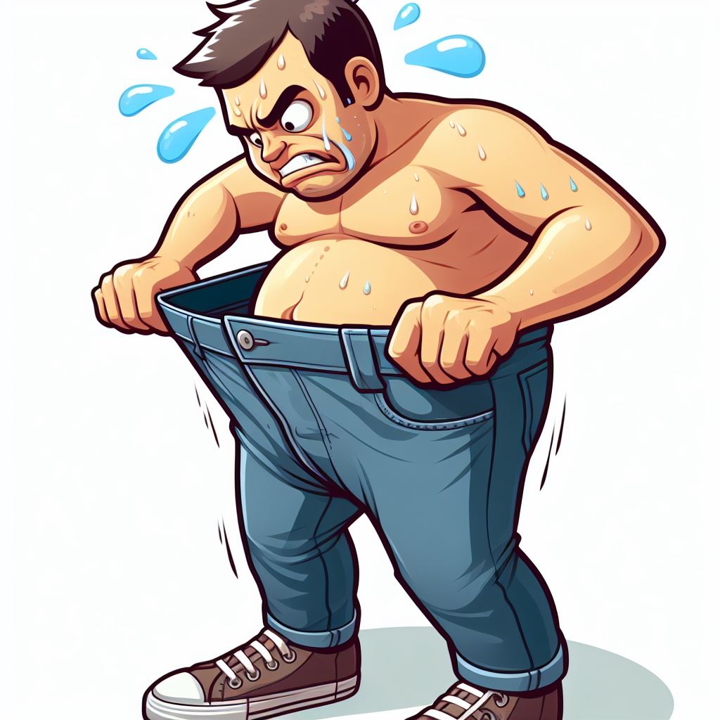 hombre enfado pantalones testimonio perdida de peso