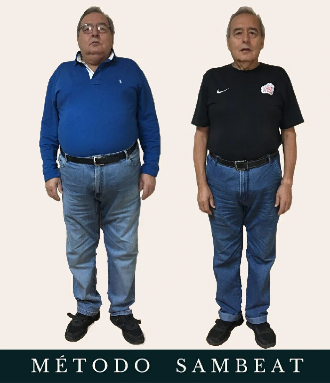 Moises S Antes y después corporal con el Método Sambeat Comparativa corporal de antes y después de un caso real del Método Sambeat