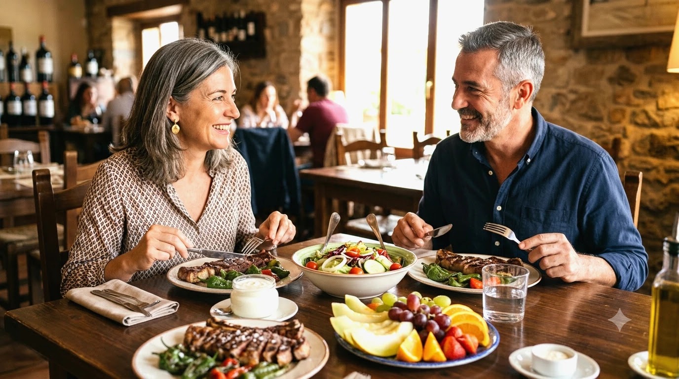 Pareja disfrutando comida saludable y variada - Método Sambeat nutrición personalizada